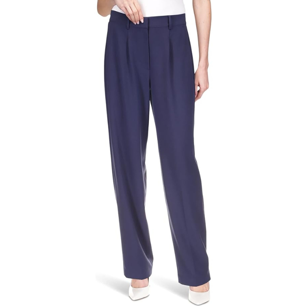 Michael Kors Women's Single-Pleat Career Pants Midnight Blue Size 6 12533